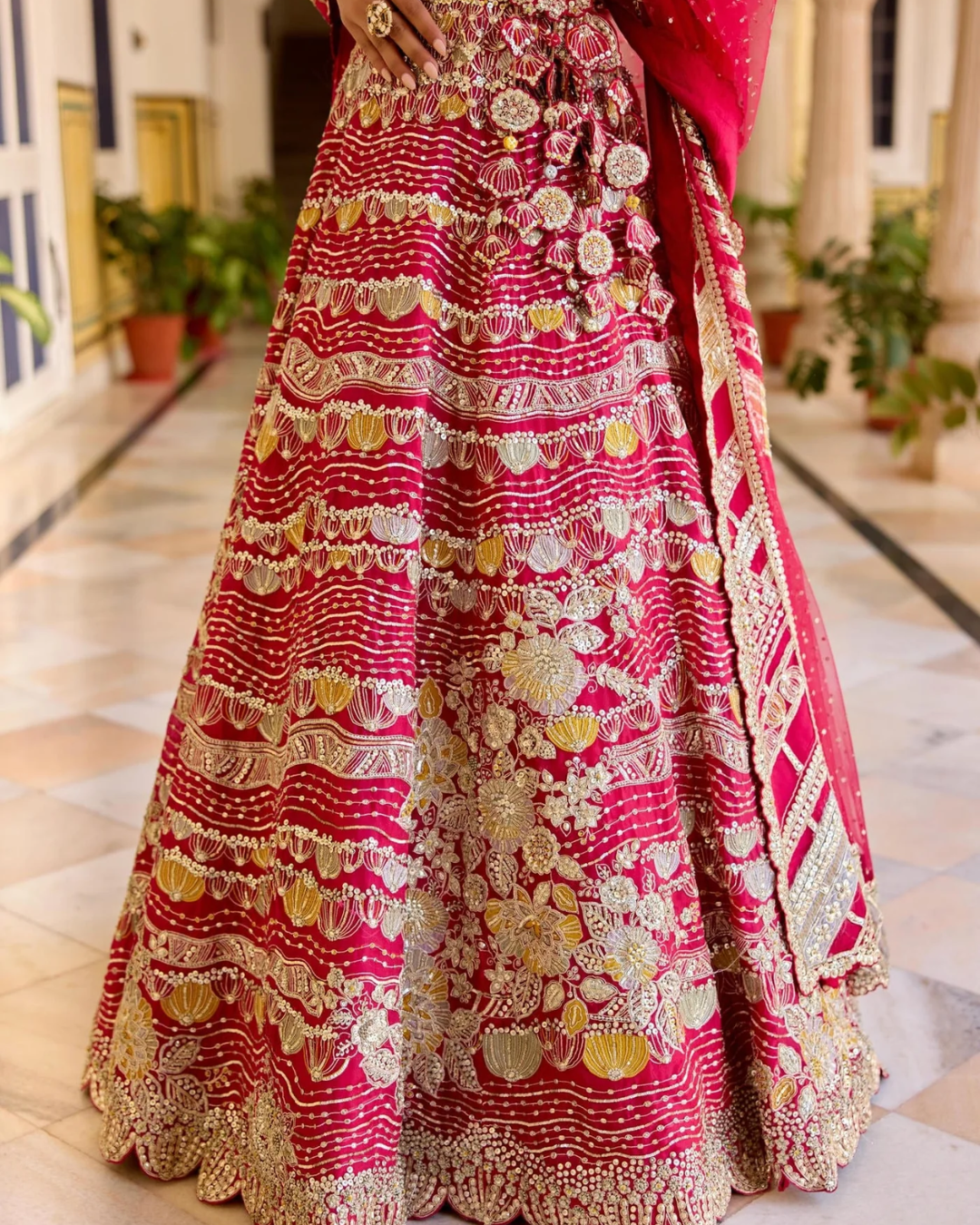 Osaa By Adarsh - Cut Ruby Organza Lehenga Set From SAFAR