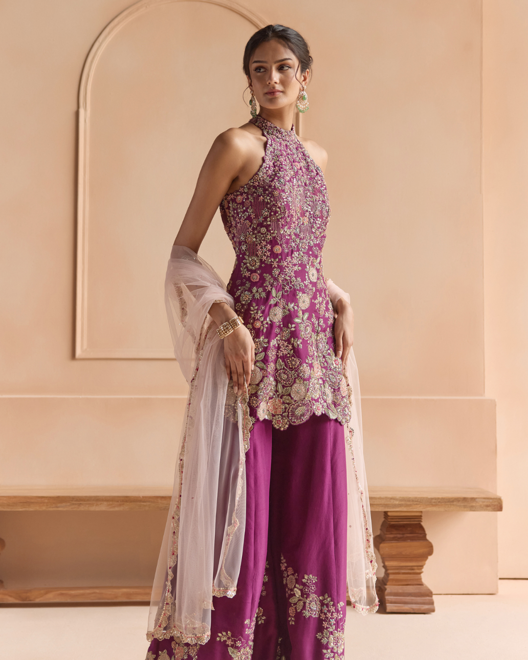 Osaa By Adarsh - Aubergine Embroidered Sharara Set From Off The Record