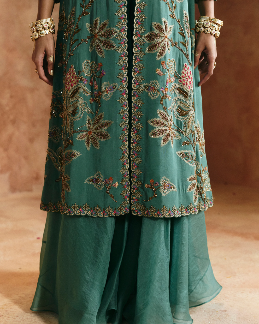 Aman Takyar - Coral Jacket Set From Today's Sindh