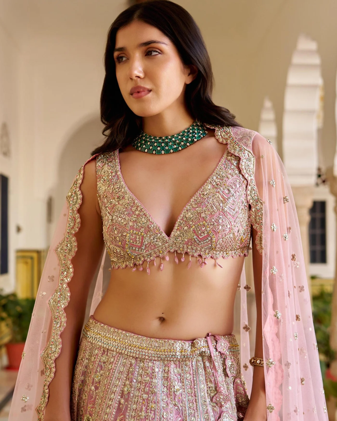 Osaa By Adarsh - Rosaline Pink Organza Lehenga Set From SAFAR