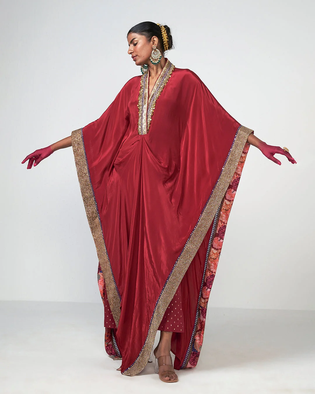 Rishi and Vibhuti - Cherry Kaftan Set From Gulon Ke Rang