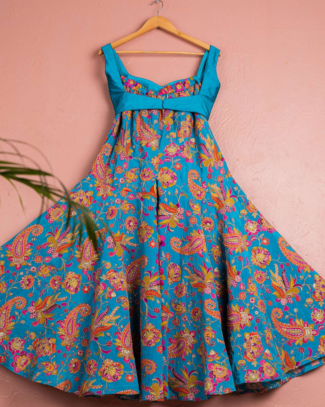 Anisha Shetty - Cerulean Blue Floral Bloom Cape Pallazo Set