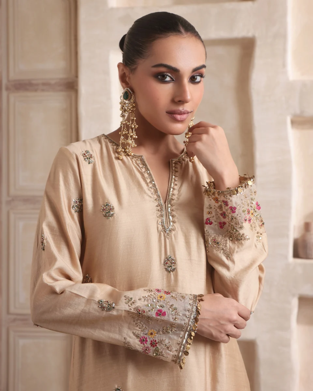 Niti Bothra - Zar-Rang Ivory Farshi Kurta Set