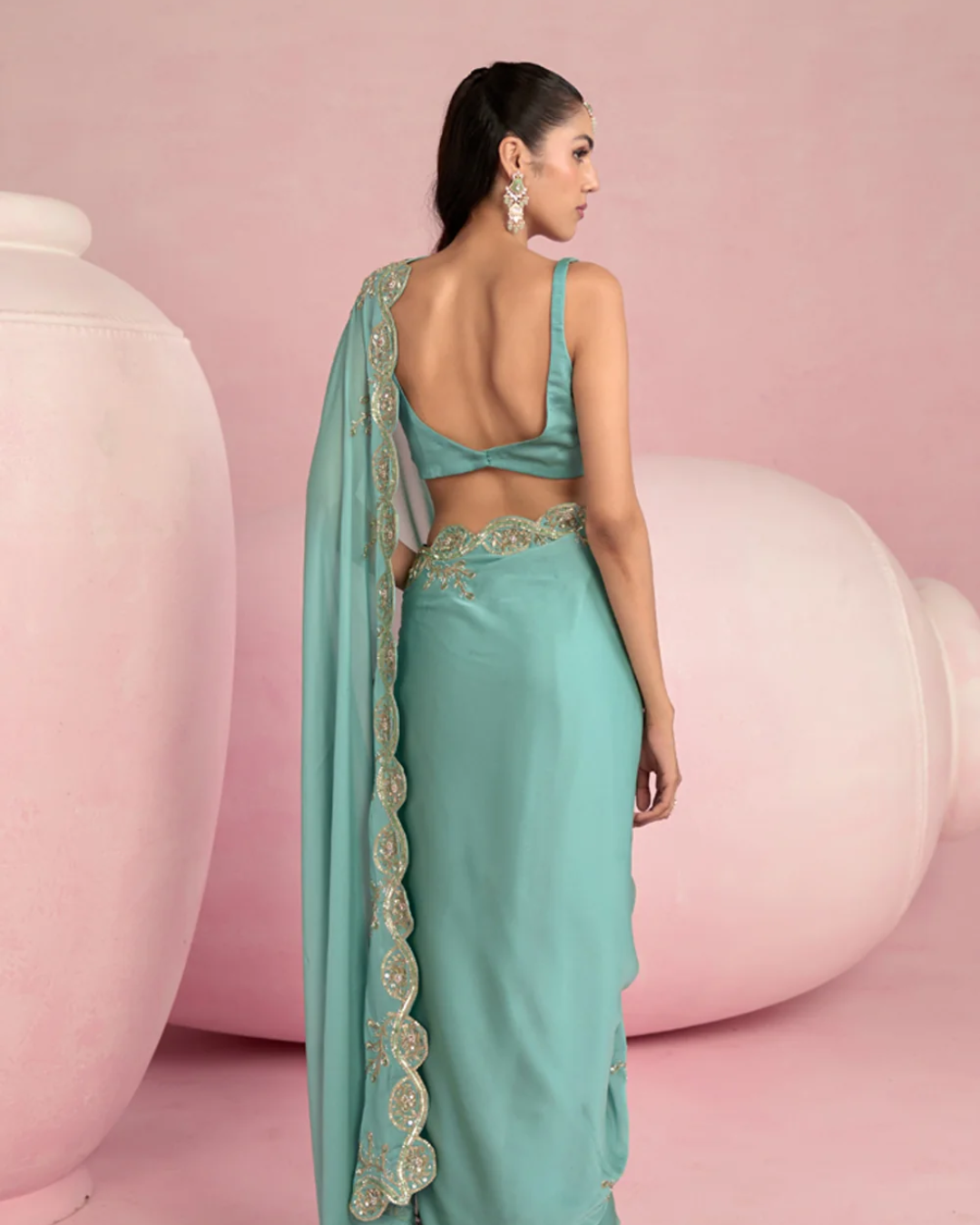 Prevasu - Turquoise Blue Saree From Solene