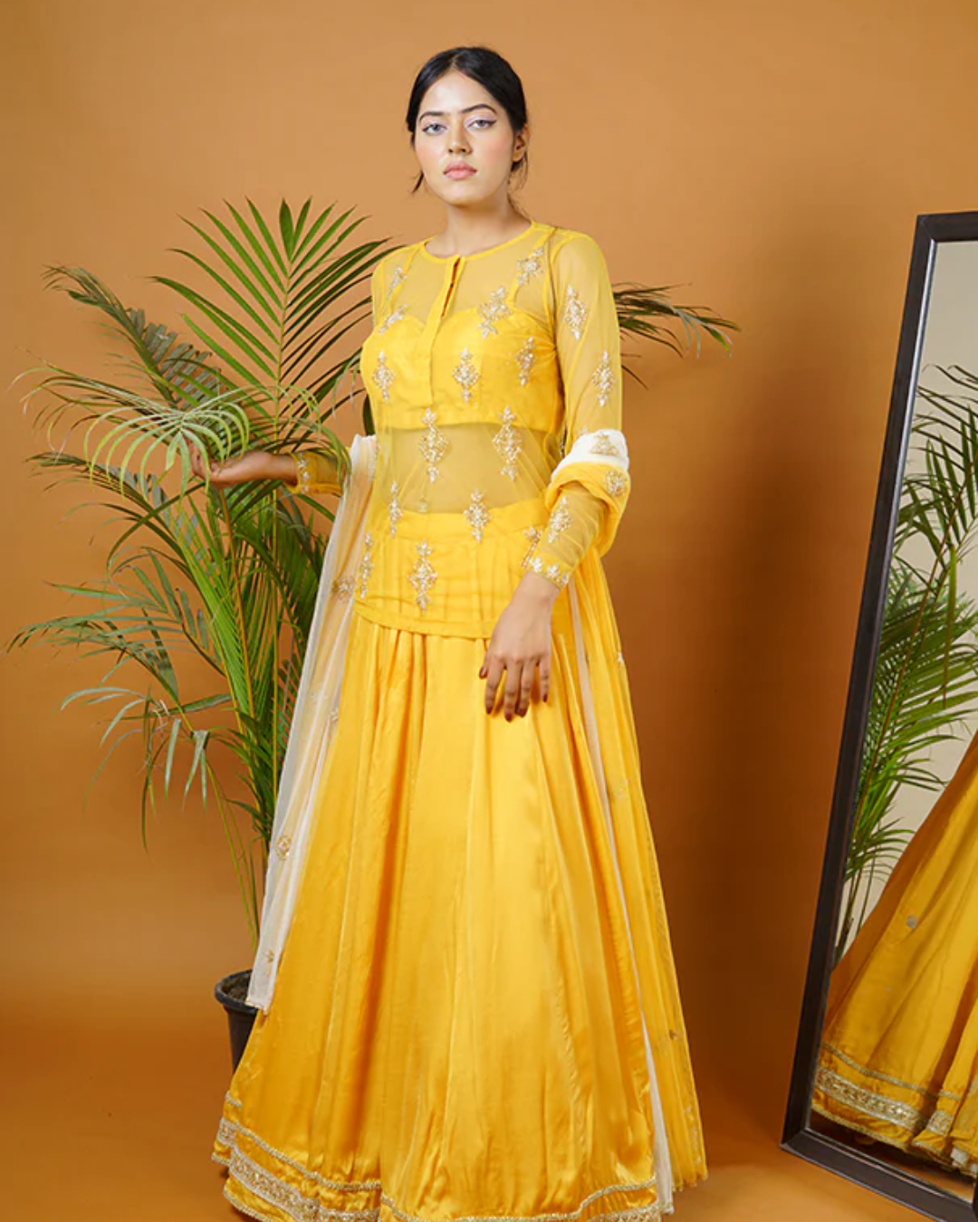 Sonali Bansal - Mustard kurti with bustier ,skirt and dupatta From Fiza