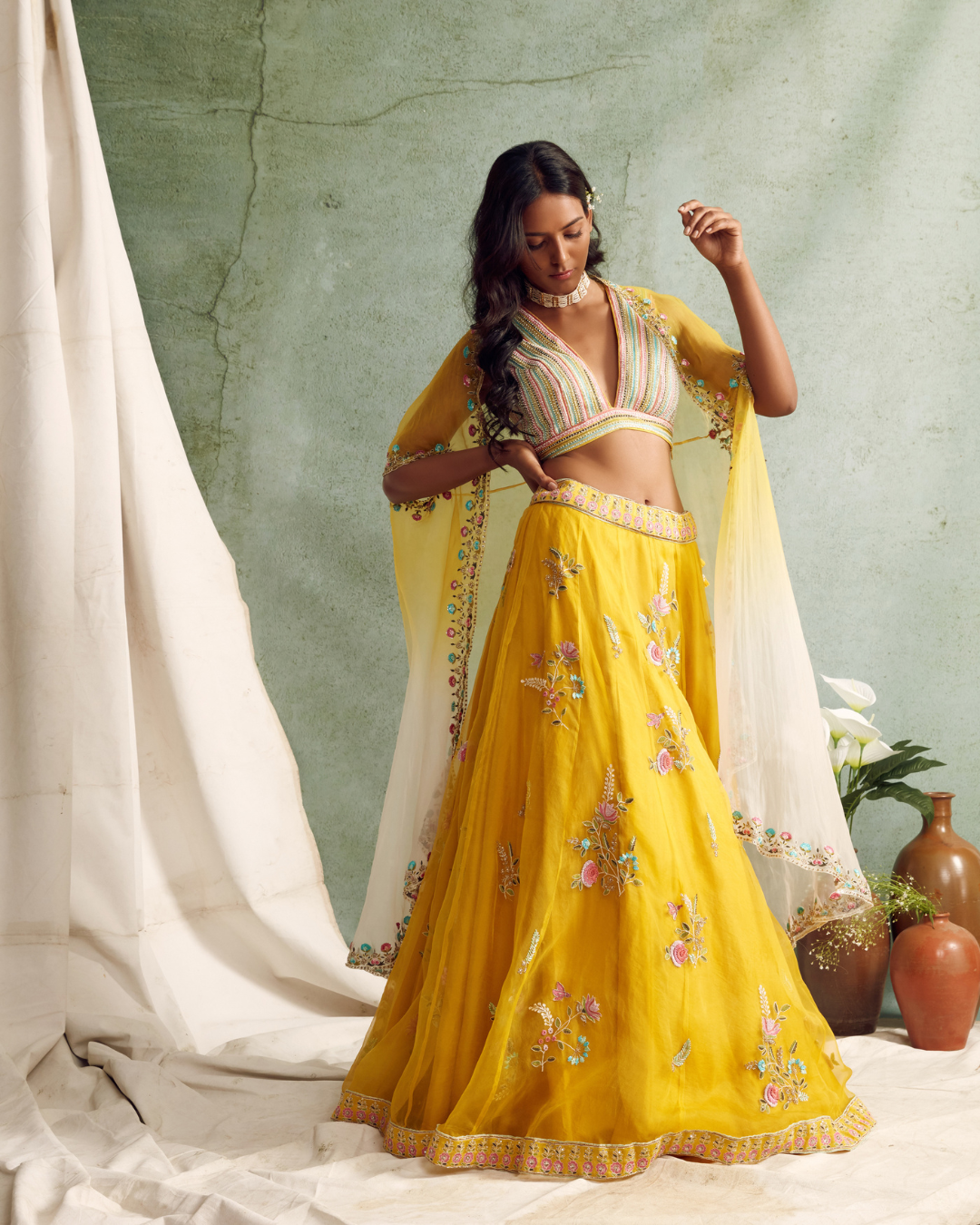 Priyanka Jain - Lehenga With Blouse And Cape From Love Of Tomorrow