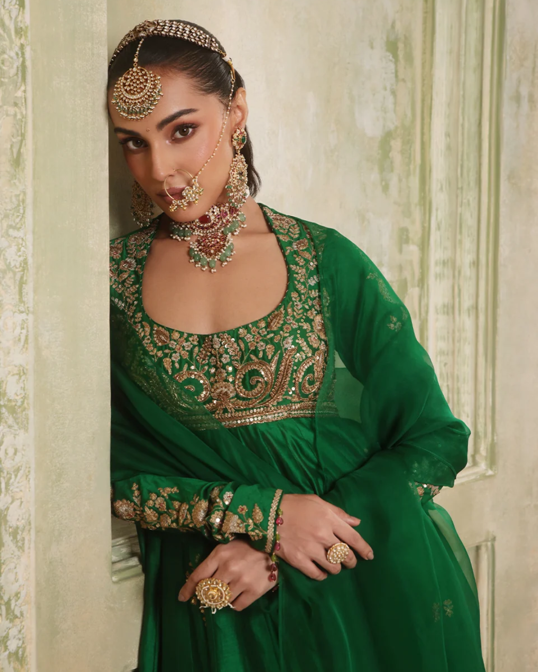 Niti Bothra - Zar-Rang Green Kalidaar Set