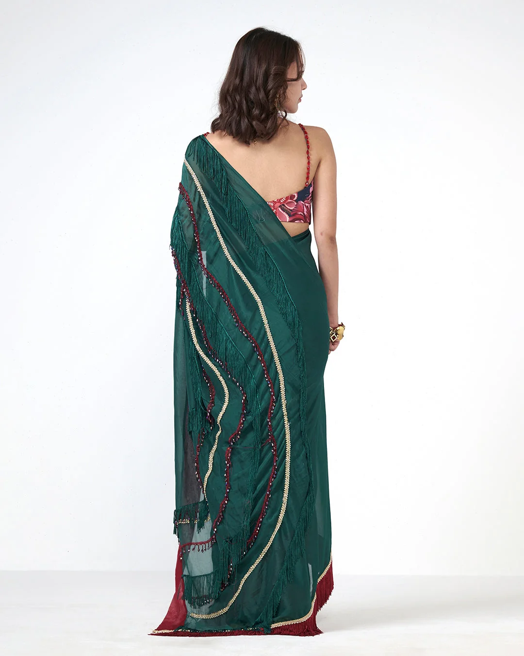 Rishi and Vibhuti - Forest Wave Saree From Gulon Ke Rang
