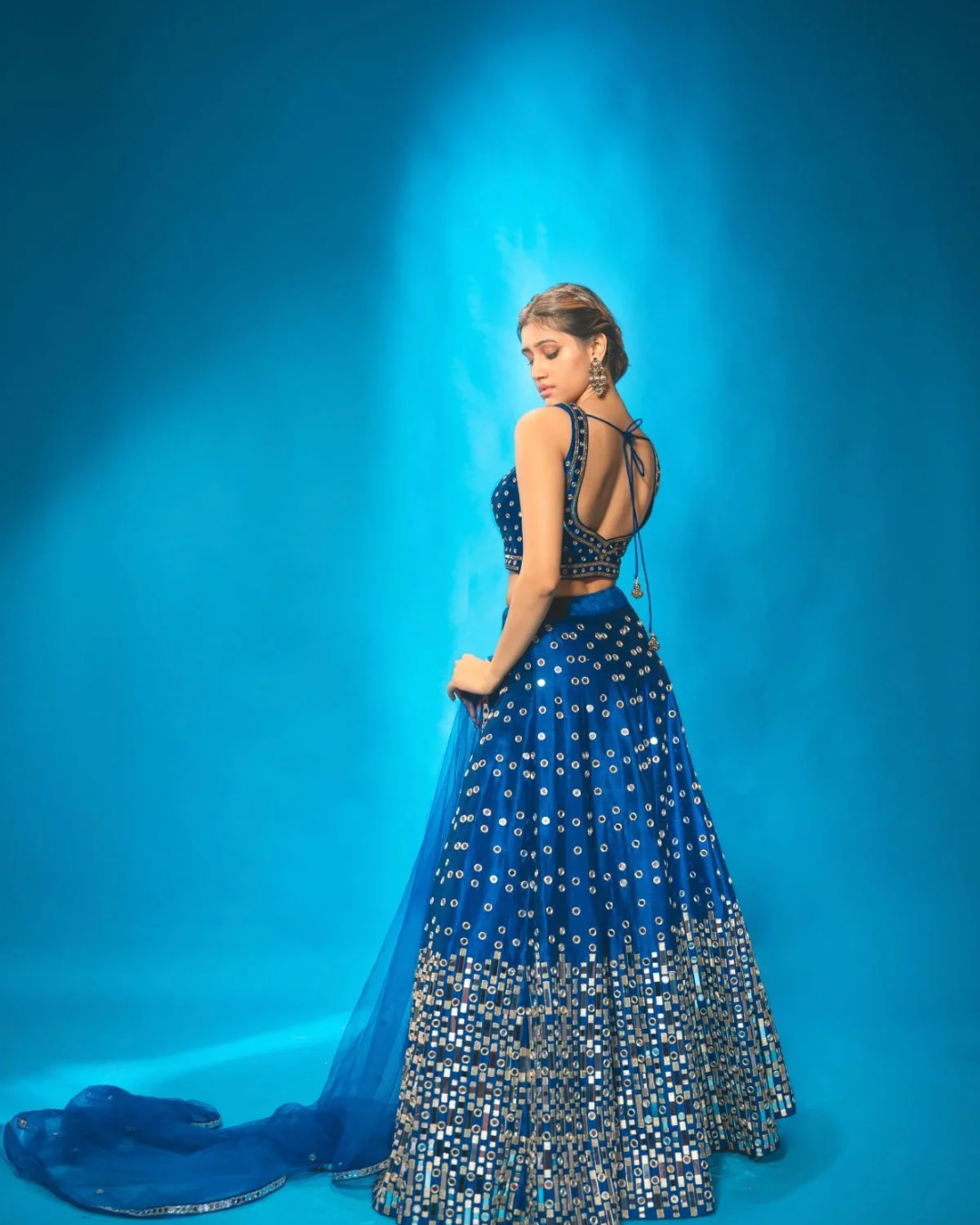 Anisha Shetty - Azure Blue Lehenga Set From Rangin