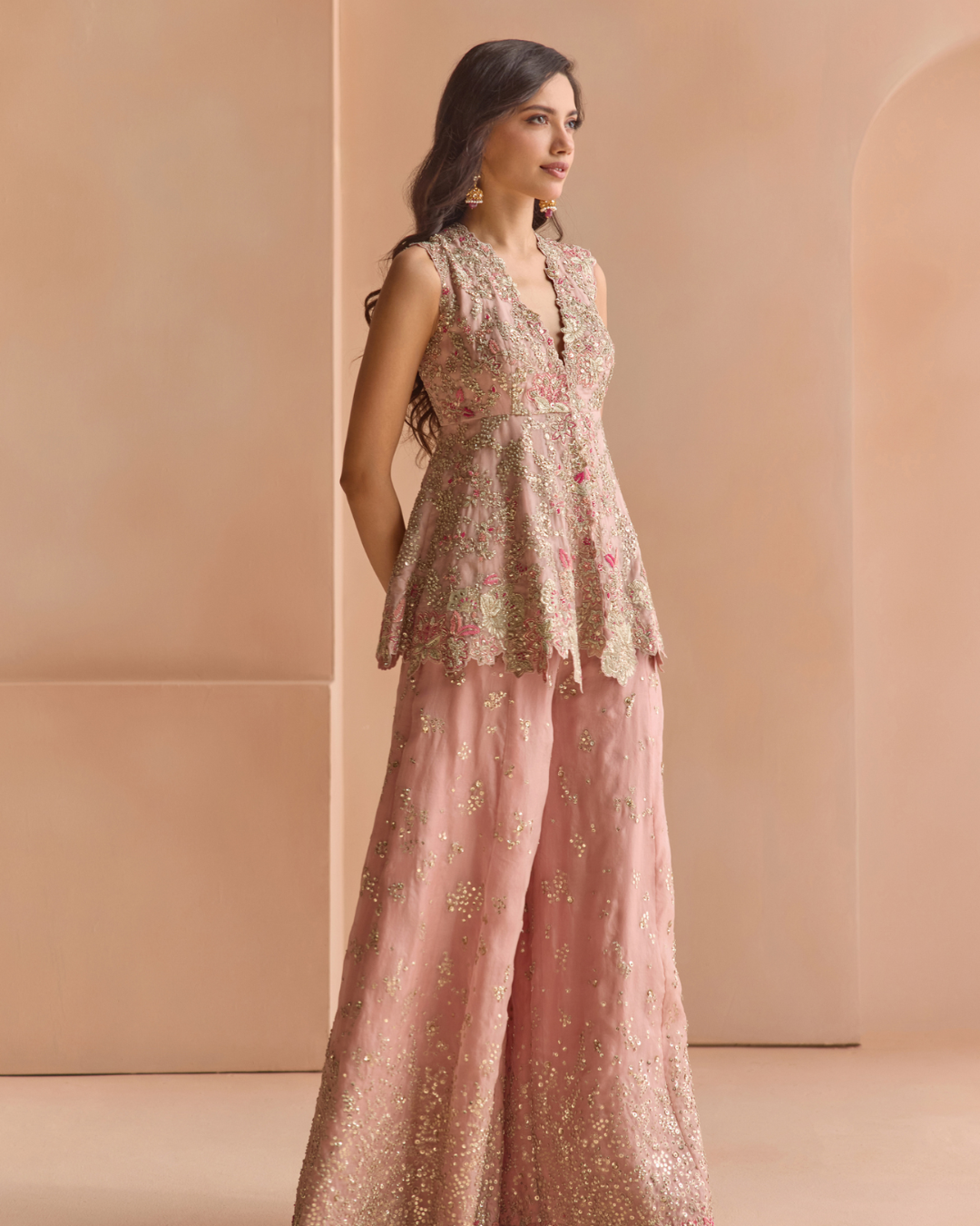 Osaa By Adarsh - Camellia Pink Embroidered Sharara Set From Off The Record