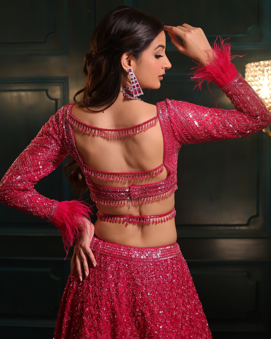 Isa by Dolly Wahal - Hot Pink Lehenga From Athena