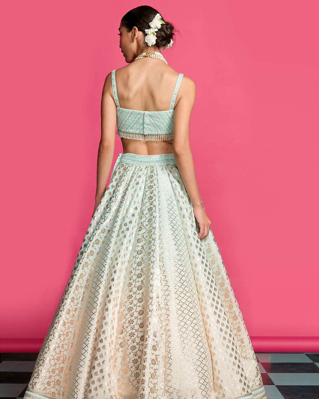 Priyanka Jain - Blue Mirage Ombre Dyed Lehenga Set From Riyasat
