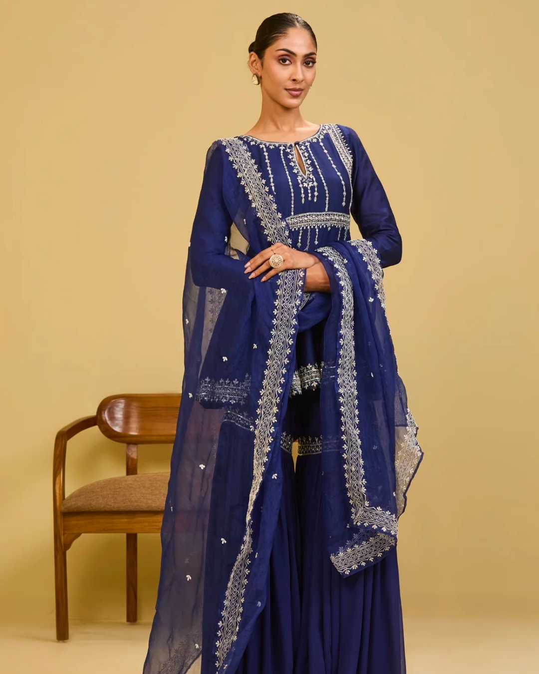 Esha Koul - Blue Peplum Set From Naaz