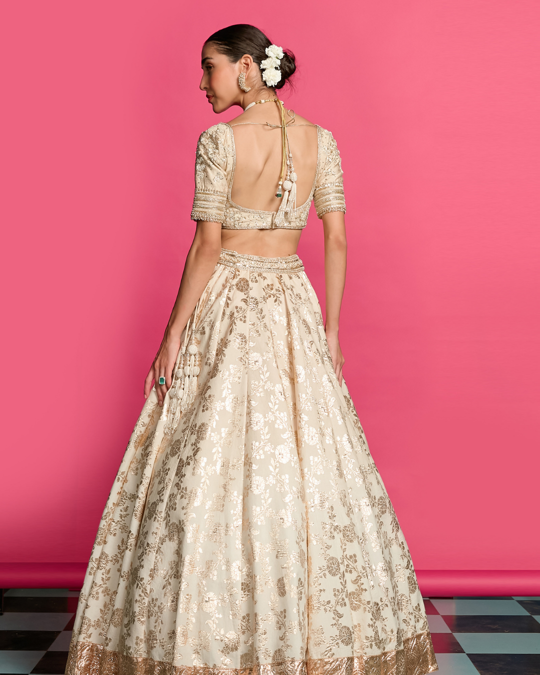 Priyanka Jain - Golden Bloom Lehenga Set  From Riyasat