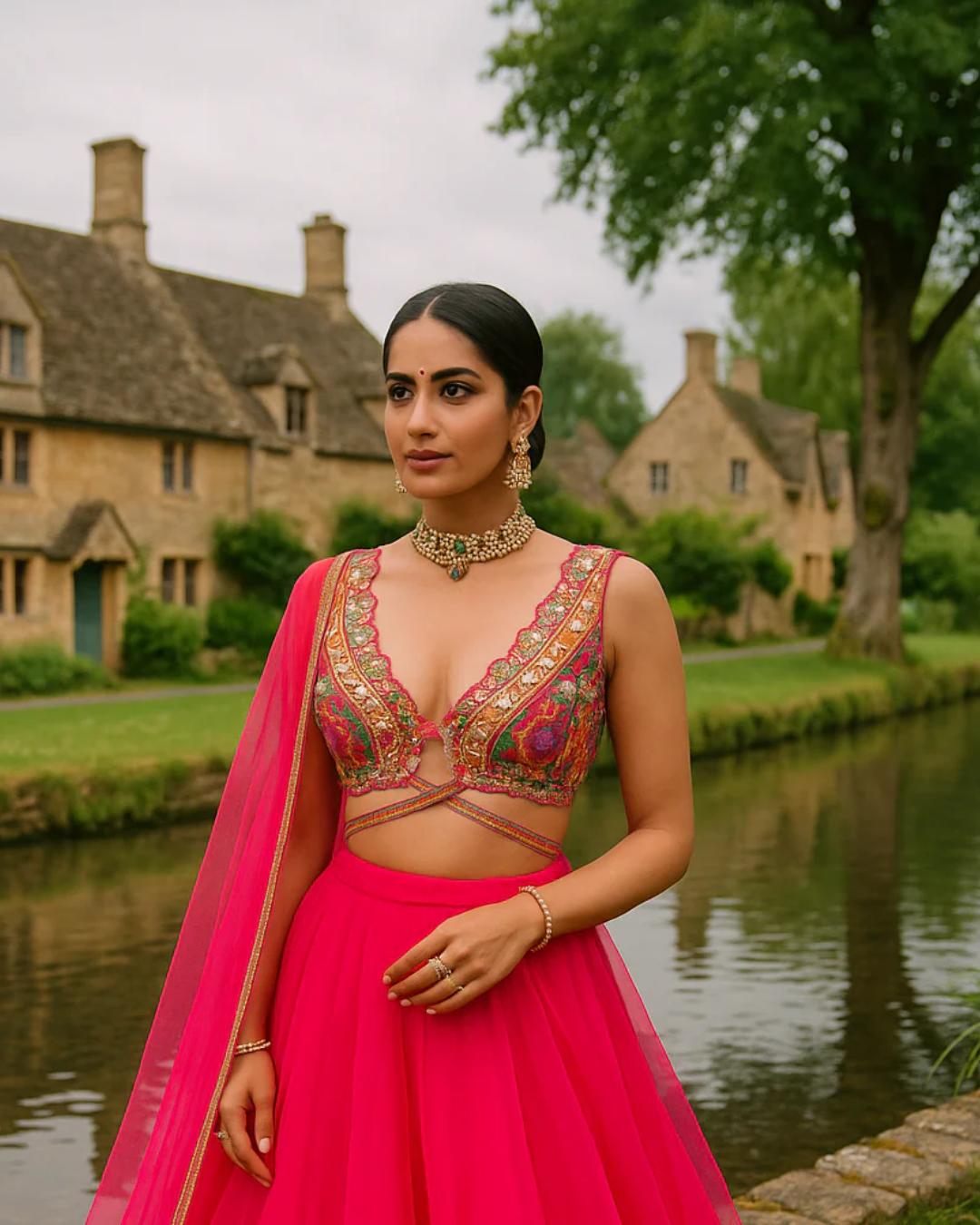 Anisha Shetty - Hot Pink Lehenga With Embroidered  Blouse