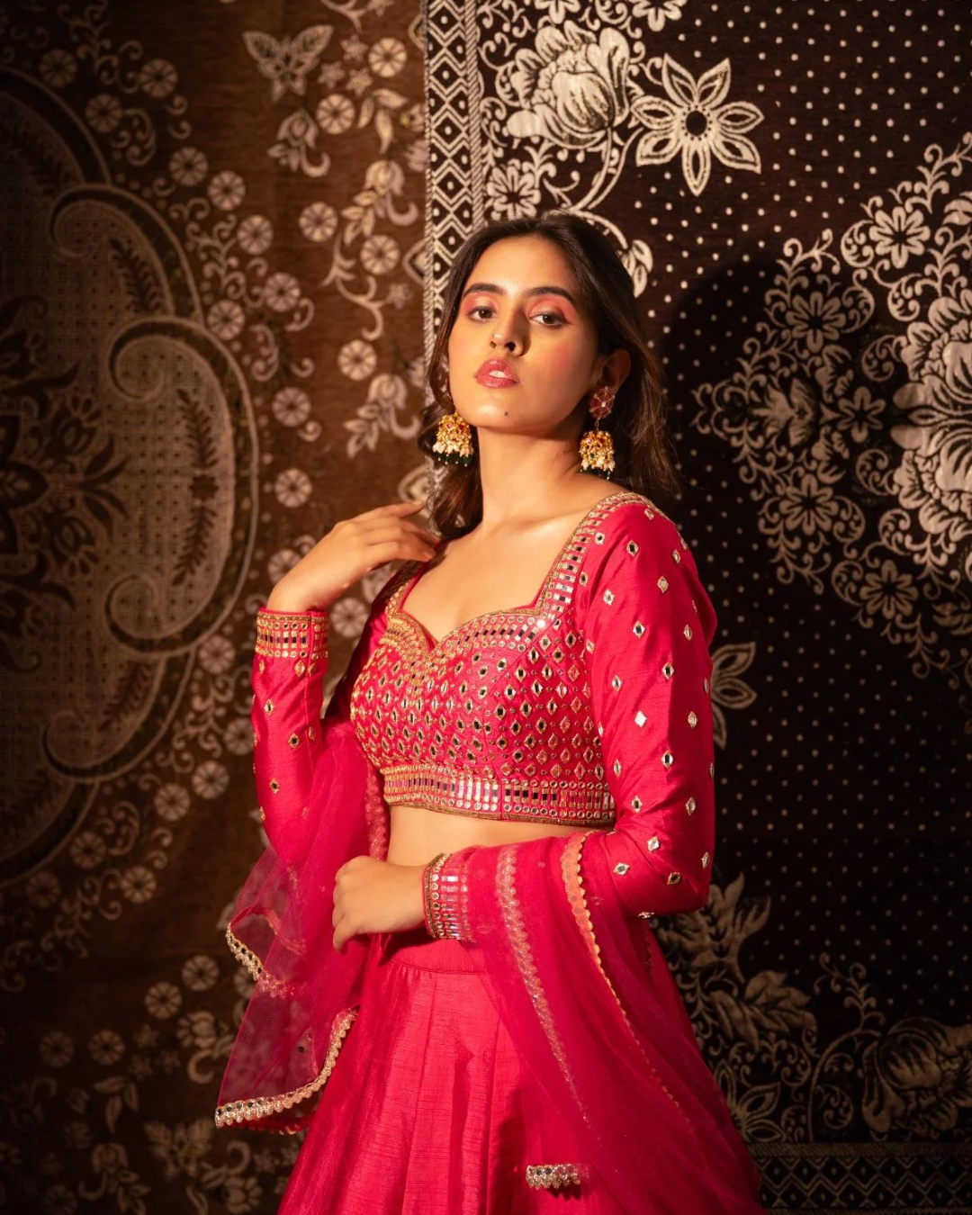 Anisha Shetty - Rasberry Pink Lehenga Set From Rangin