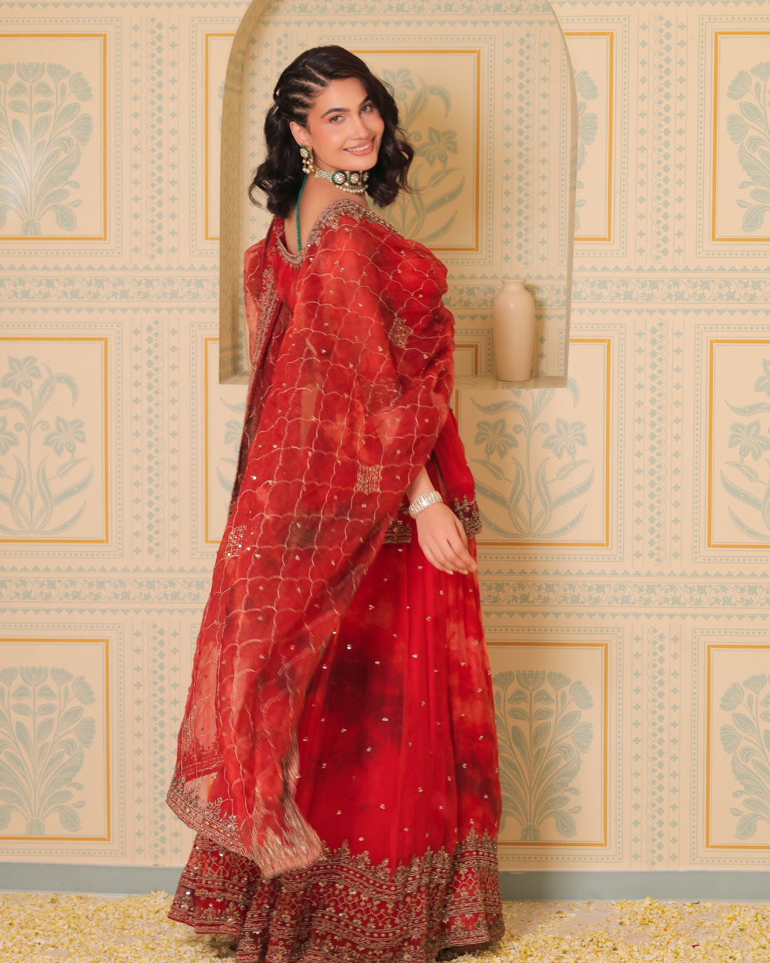 Sonali Bansal - Anaari red kurta and sharara with dupatta From Banno Ki Saheli