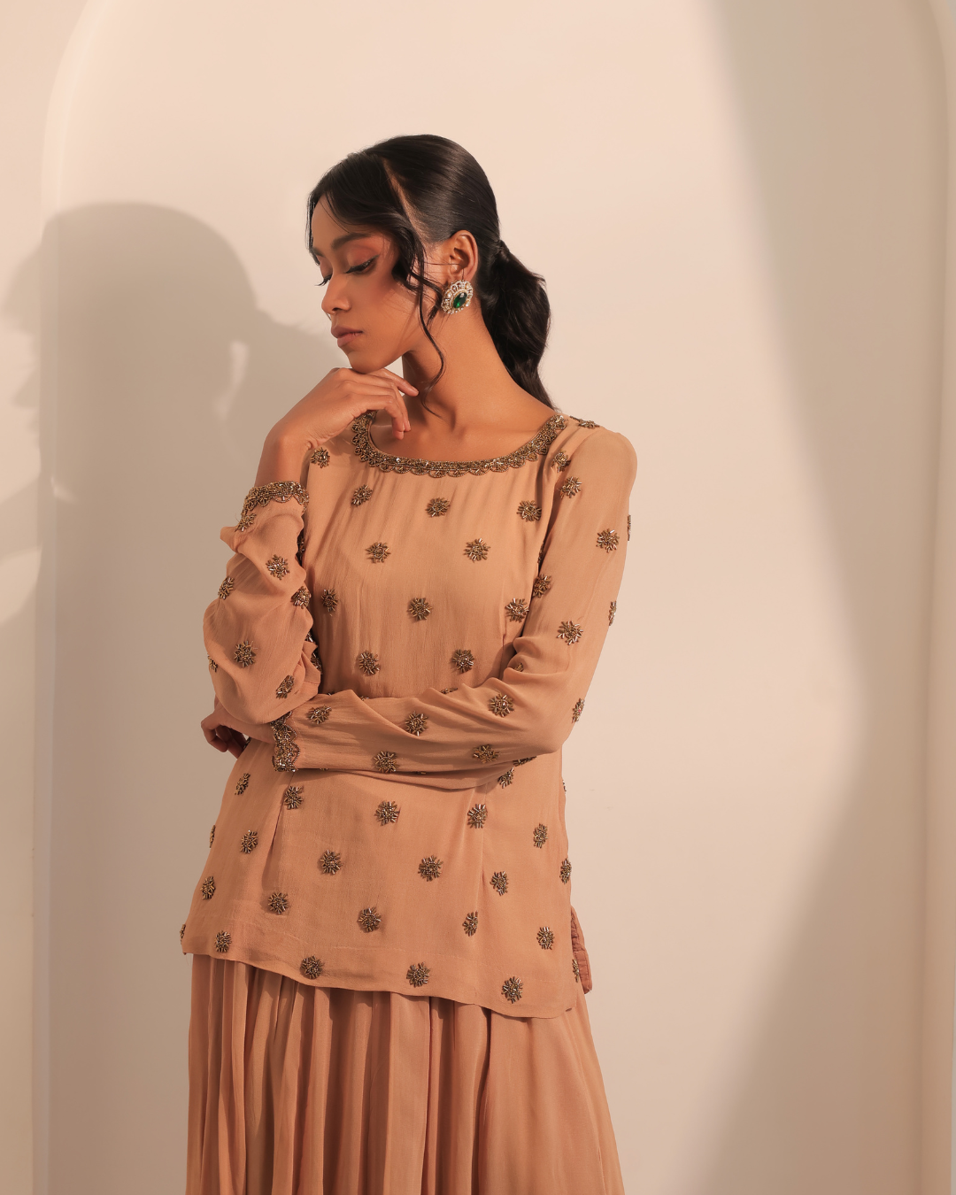 Sonali Bansal - Beige gold coord set From Banno Ki Saheli