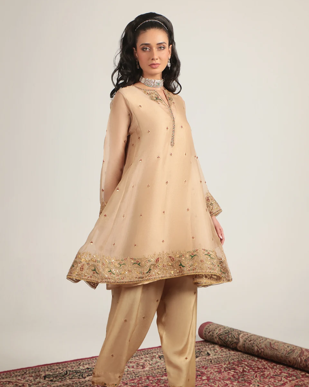 Niti Bothra - Zar-Rang Ivory Short Pheran Kurta Set