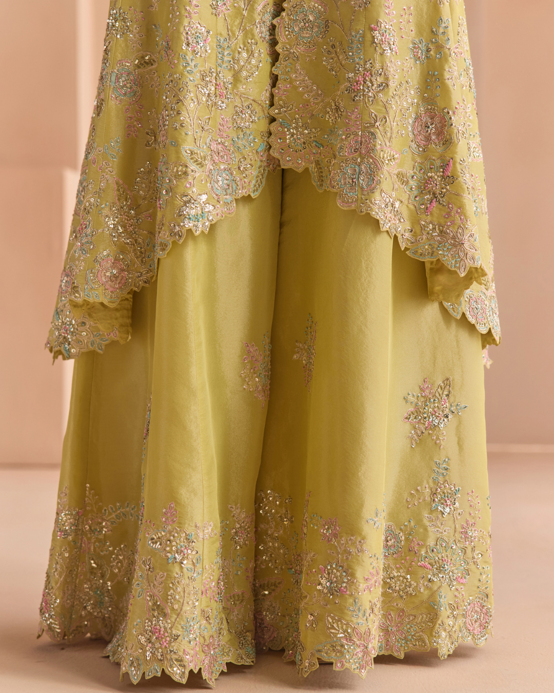 Osaa By Adarsh - Citrus Yellow Embroidered Sharara Set From Off The Record