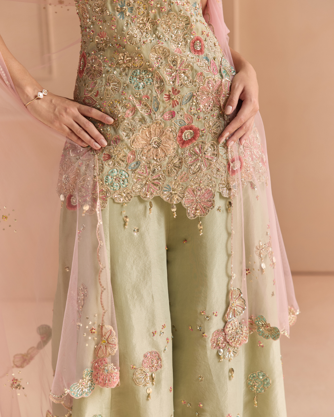 Osaa By Adarsh - Sage Embroidered Sharara Set From Off The Record