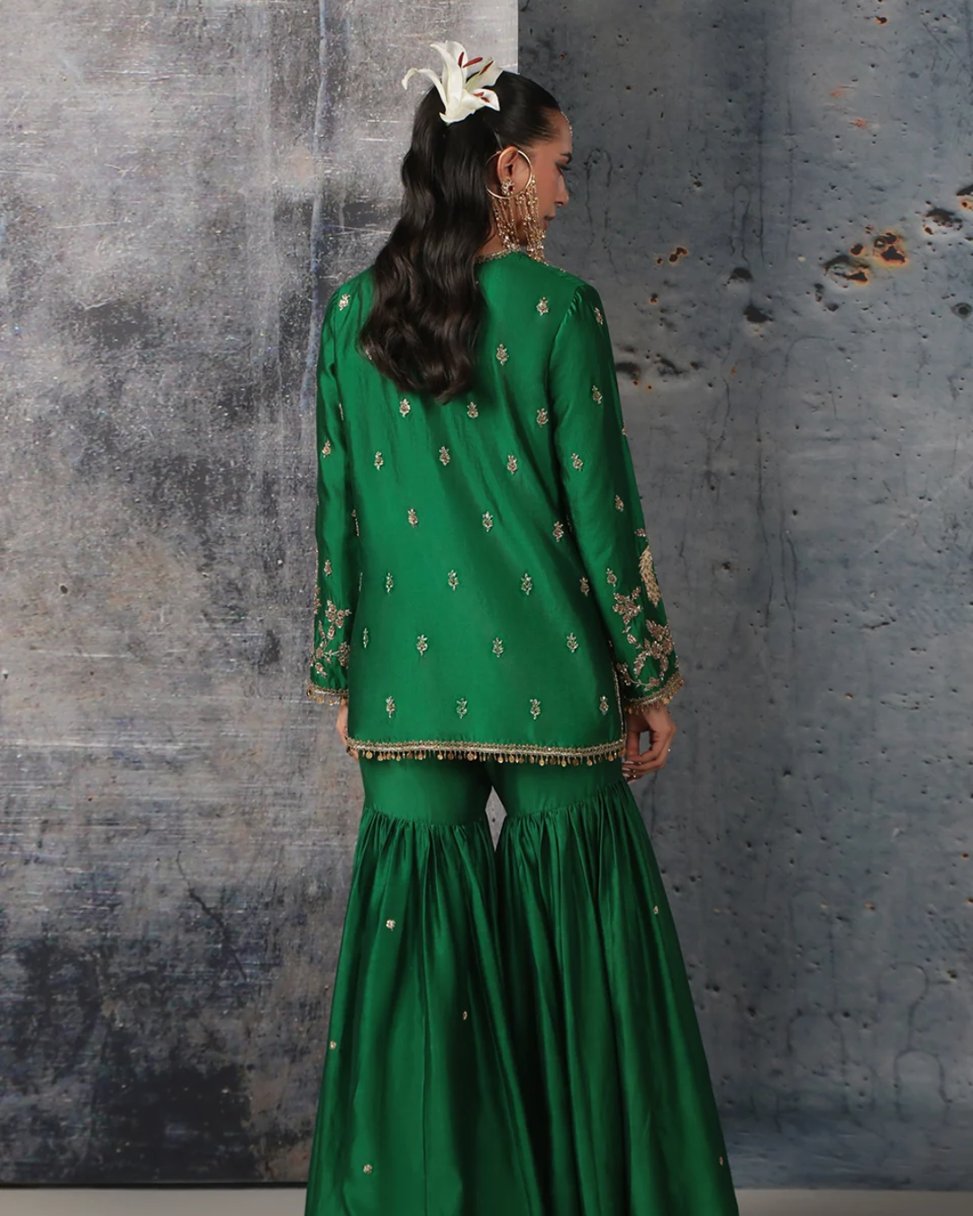Niti Bothra - Zar-Rang Green Jaal Sharara Set