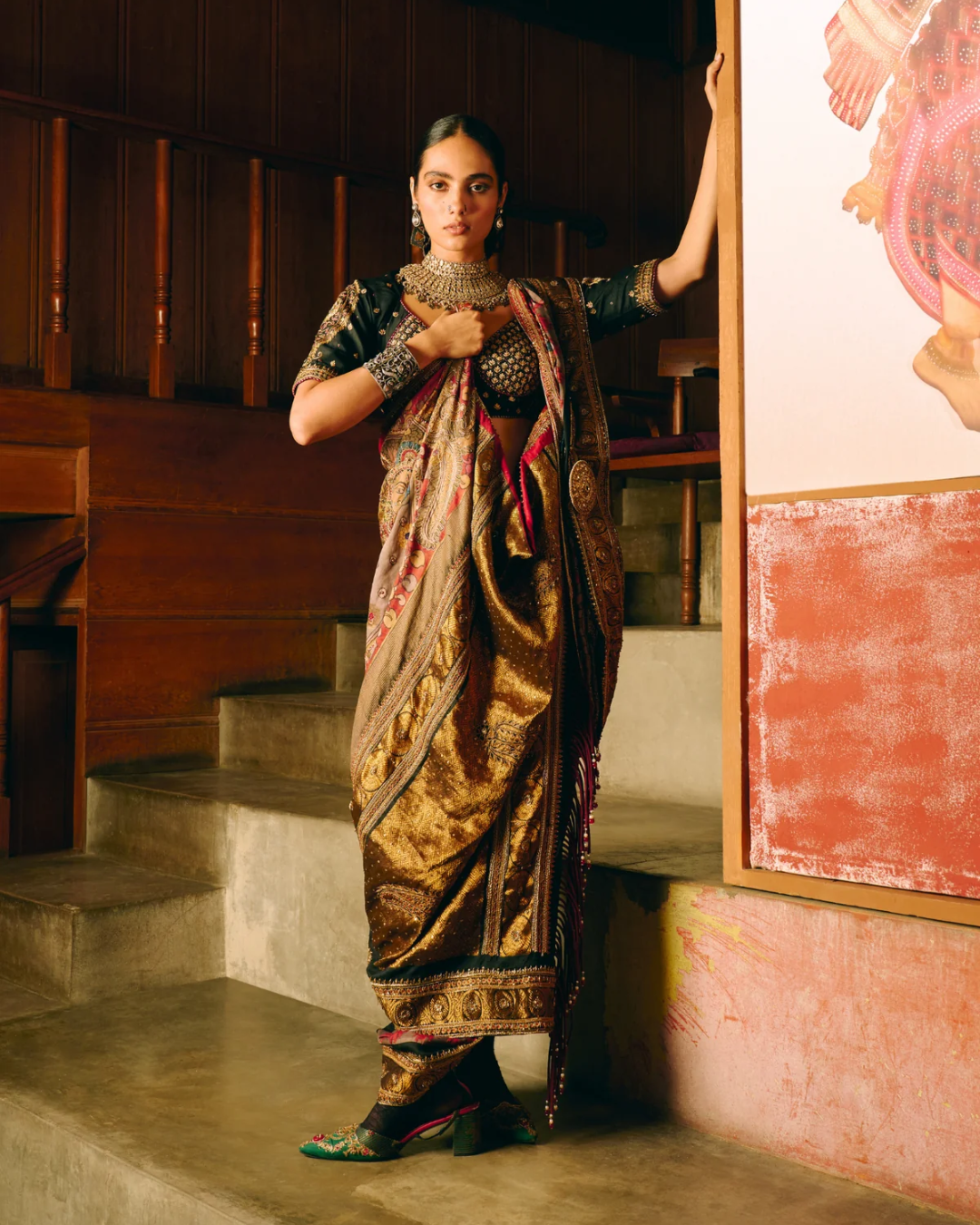 Aditi Gupta - Muralidhara Mehroon Saree With Black Blouse From Chitrakatha