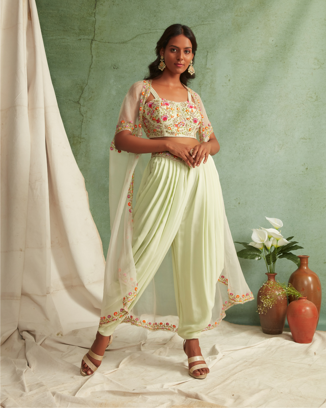 Priyanka Jain - Dhoti Pants With Crop Top And Cape From Love Of Tomorrow