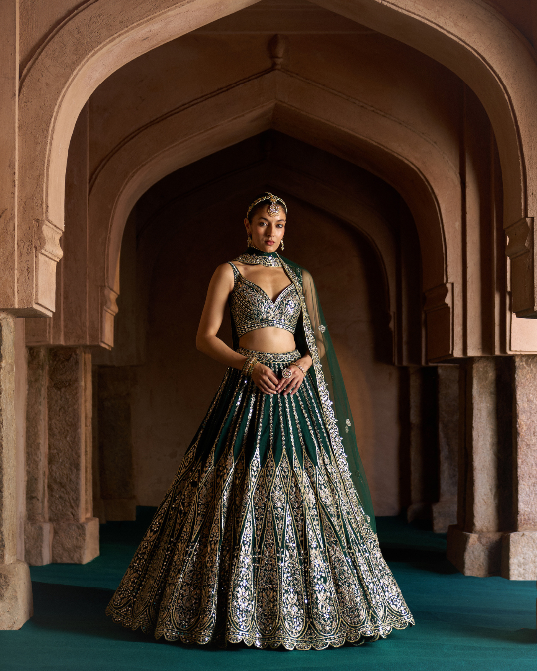 Angad Singh - ZAMURRUD — Emerald Green Raw Silk Lehenga Set From Zariya