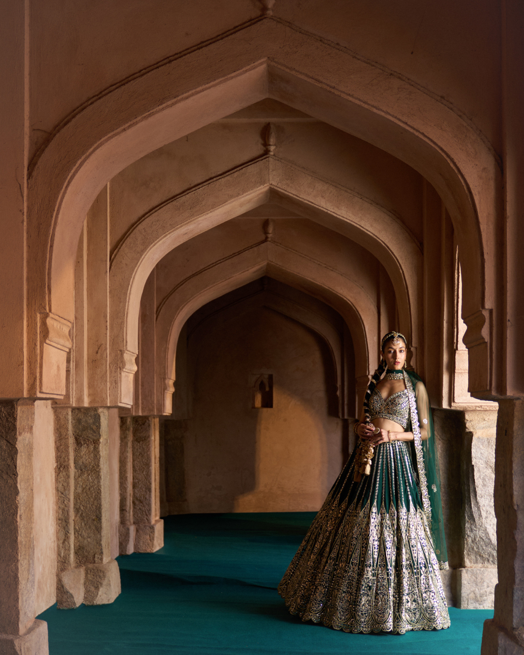 Angad Singh - ZAMURRUD — Emerald Green Raw Silk Lehenga Set From Zariya