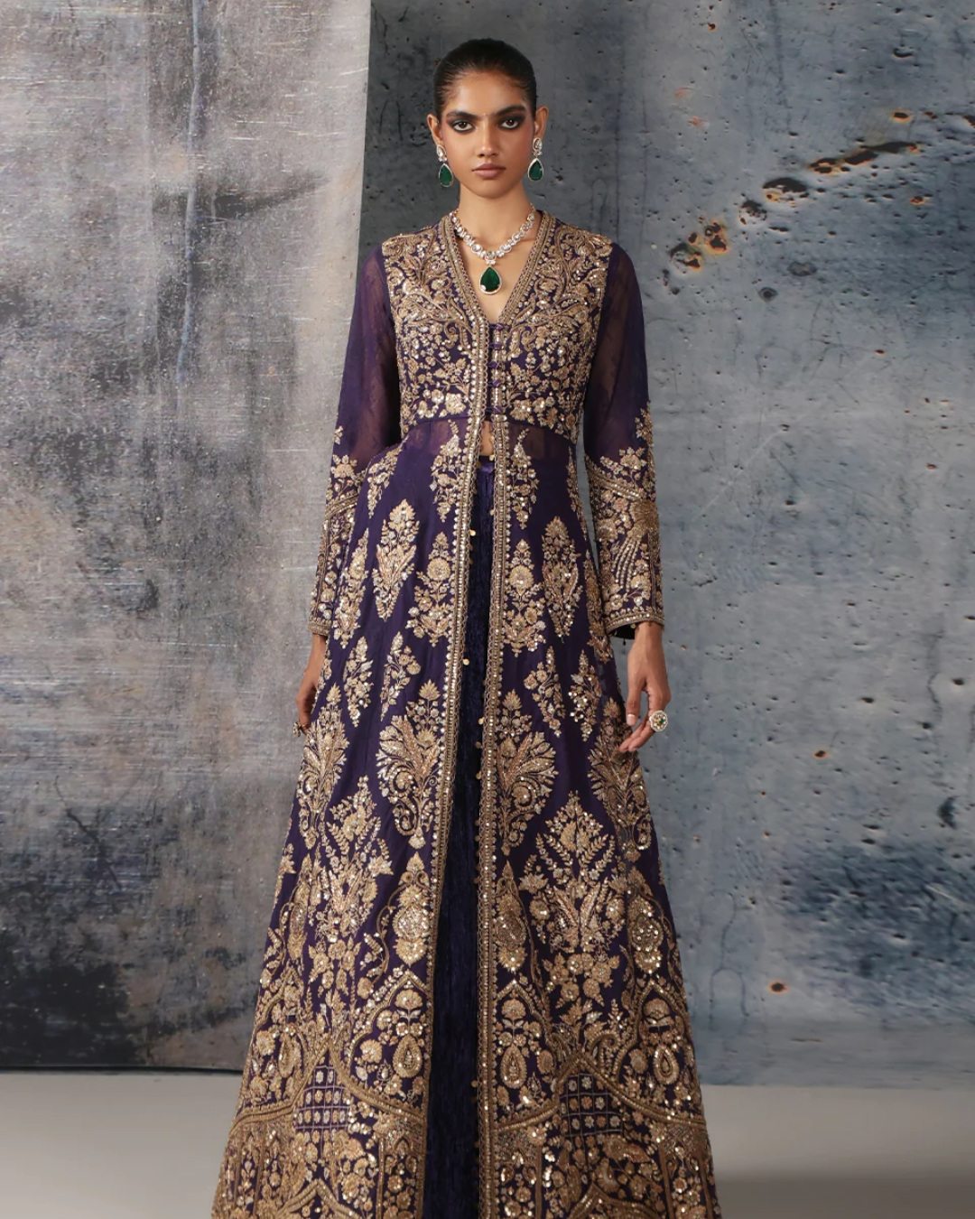 Niti Bothra - Zar-Rang Purple Jacket Lehenga Set