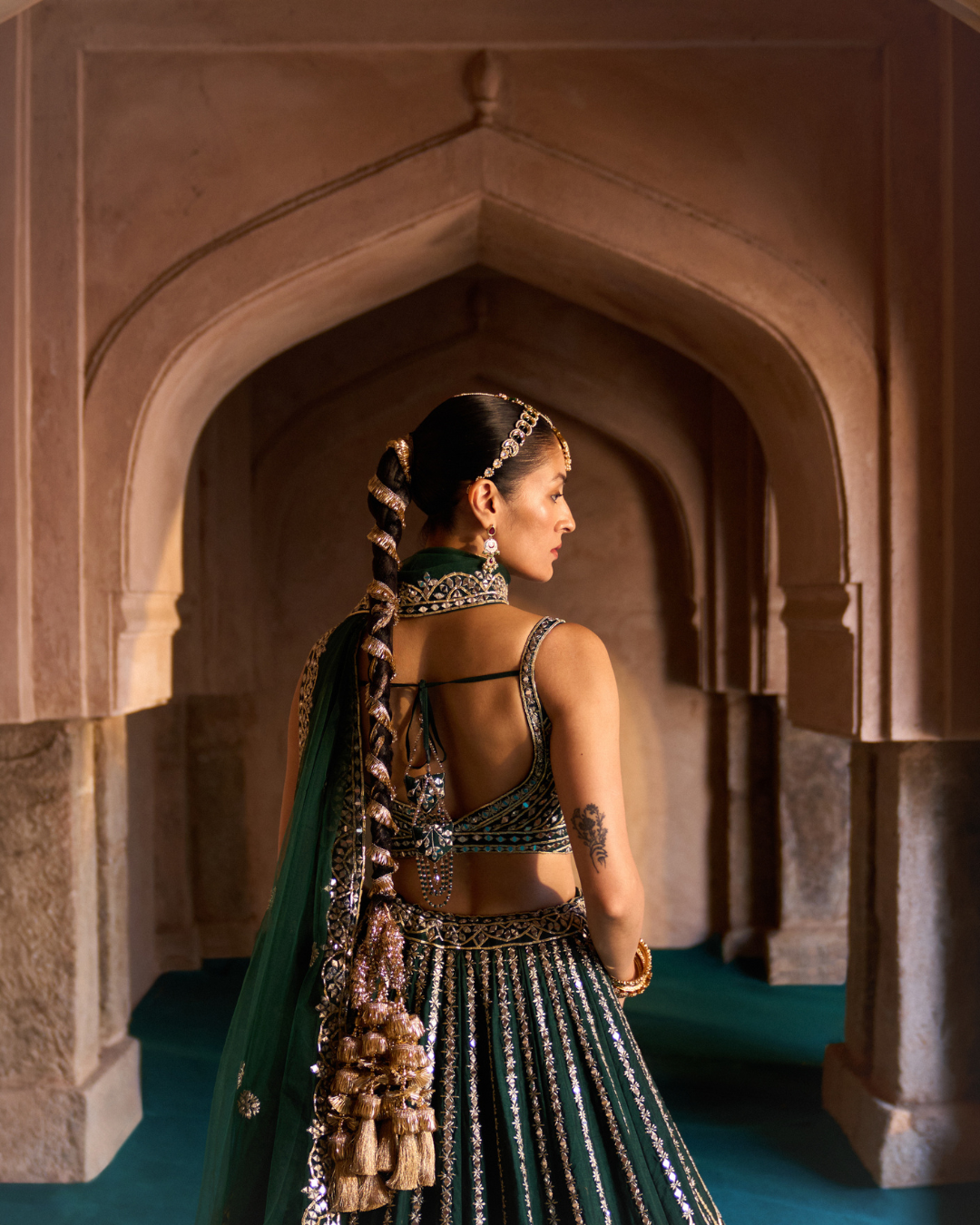 Angad Singh - ZAMURRUD — Emerald Green Raw Silk Lehenga Set From Zariya