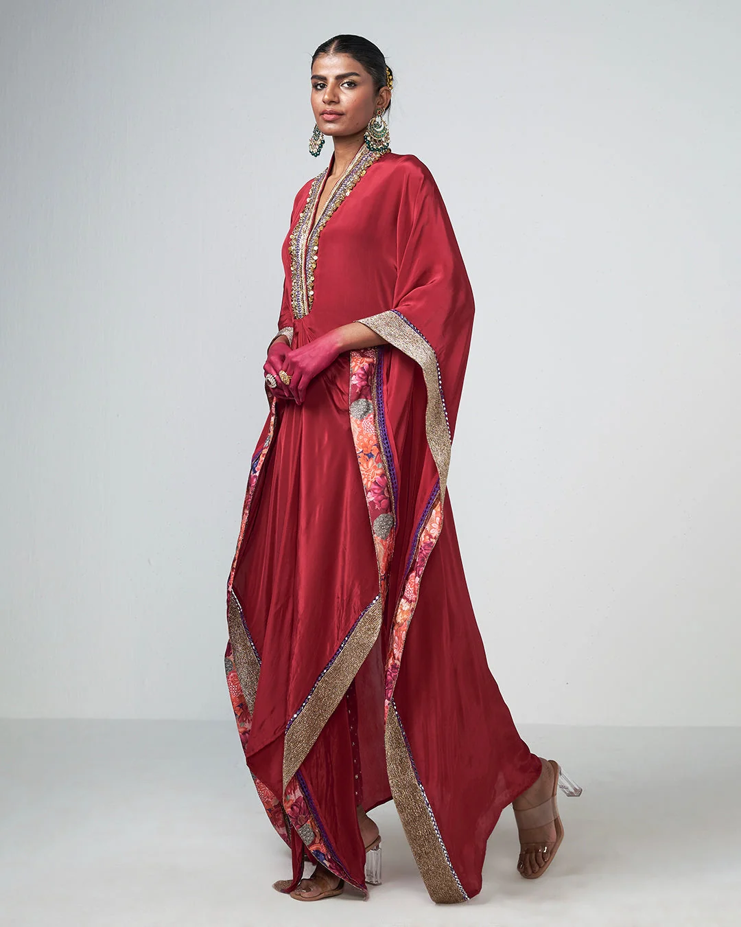 Rishi and Vibhuti - Cherry Kaftan Set From Gulon Ke Rang