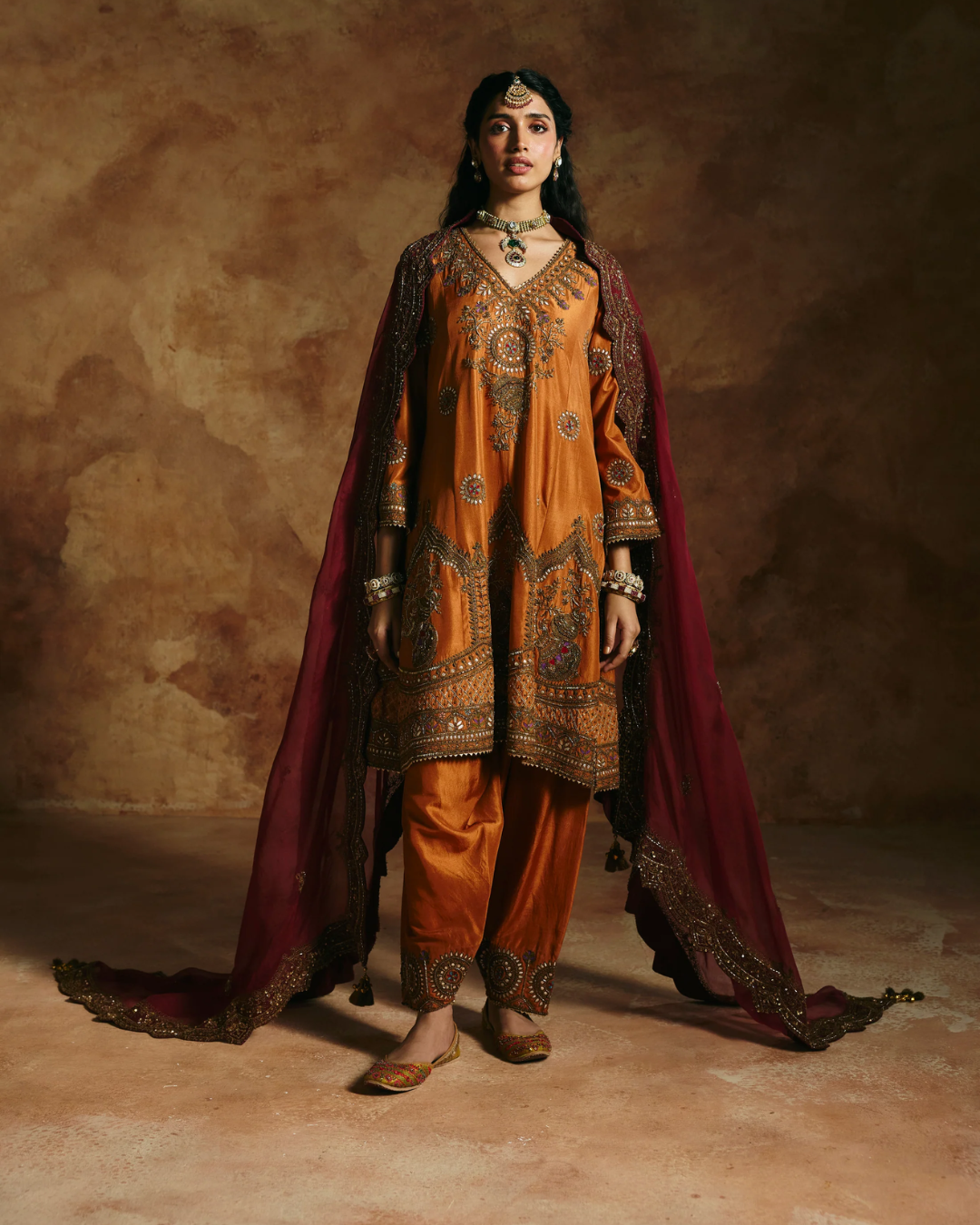 Aman Takyar - Brick Rust Kurta Set From Today's Sindh