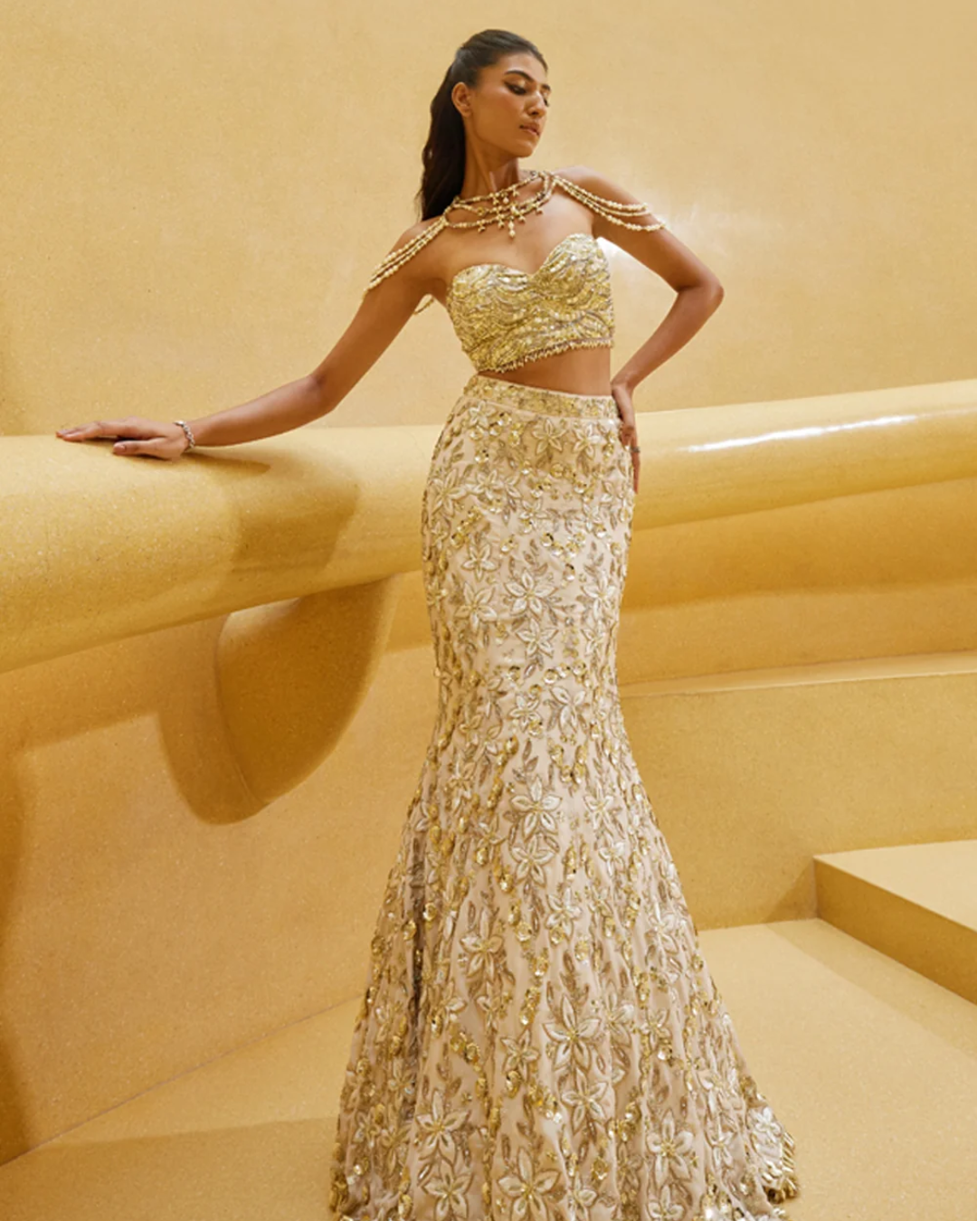 Prevasu - Off-White Mermaid Lehenga Set From Eraya
