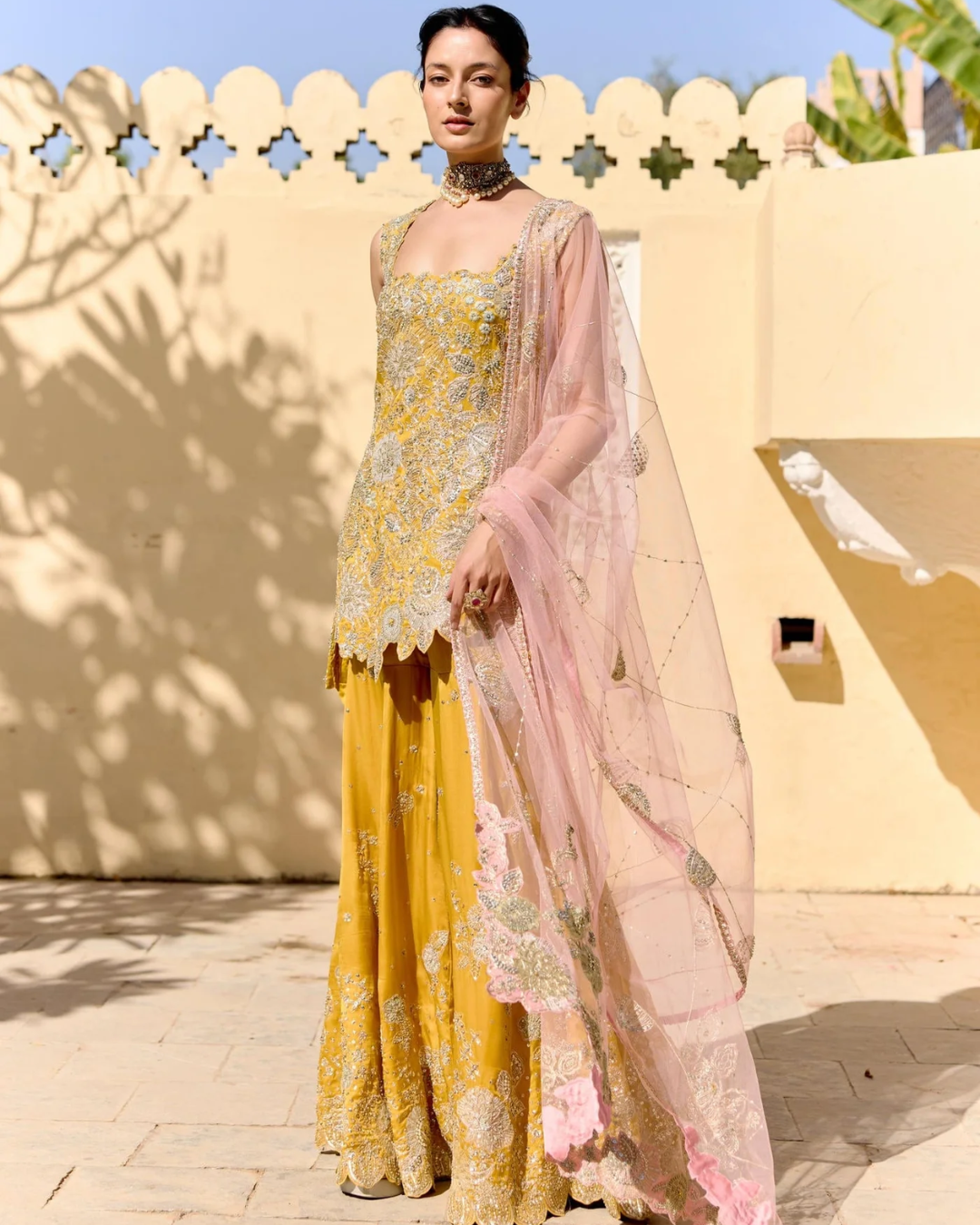 Osaa By Adarsh - Canary Yellow Sharara Set From SAFAR