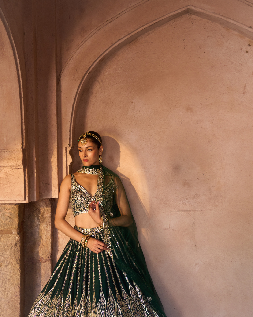 Angad Singh - ZAMURRUD — Emerald Green Raw Silk Lehenga Set From Zariya