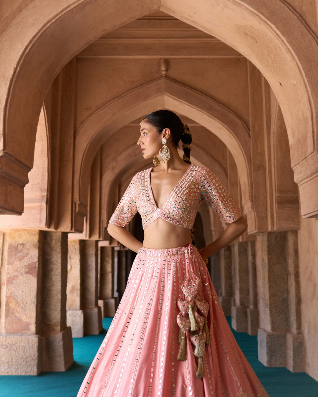 Angad Singh - KESAR — Carrot Pink Raw Silk Lehenga Set From Zariya