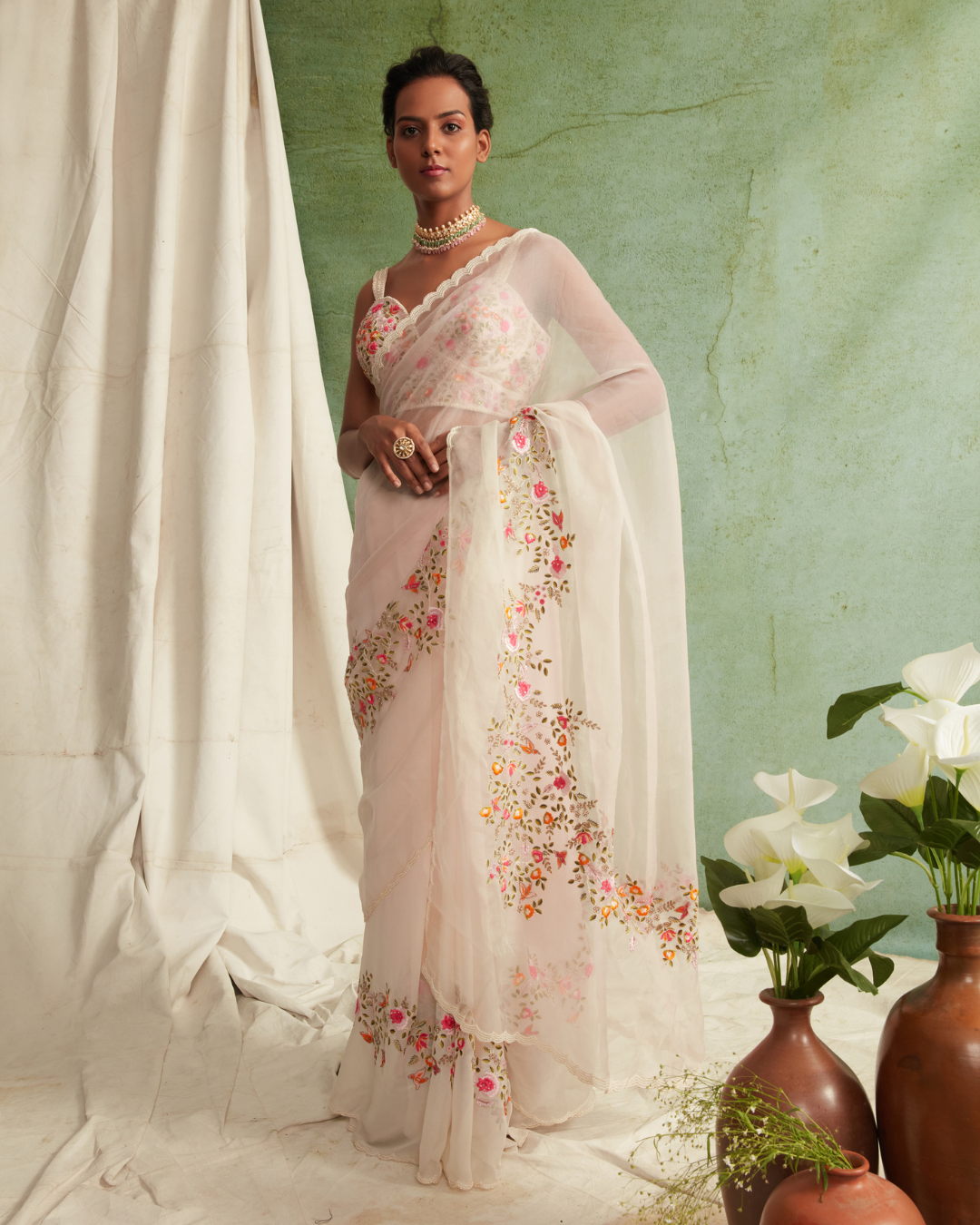Priyanka Jain - Saree With Embroidered Blouse From Love Of Tomorrow