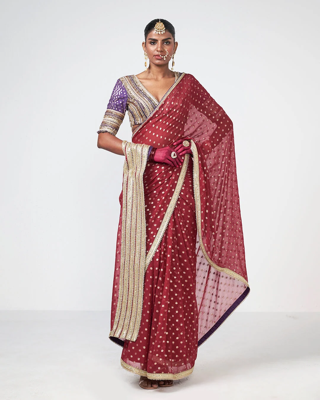 Rishi and Vibhuti - Cherry Dewk Saree From Gulon Ke Rang