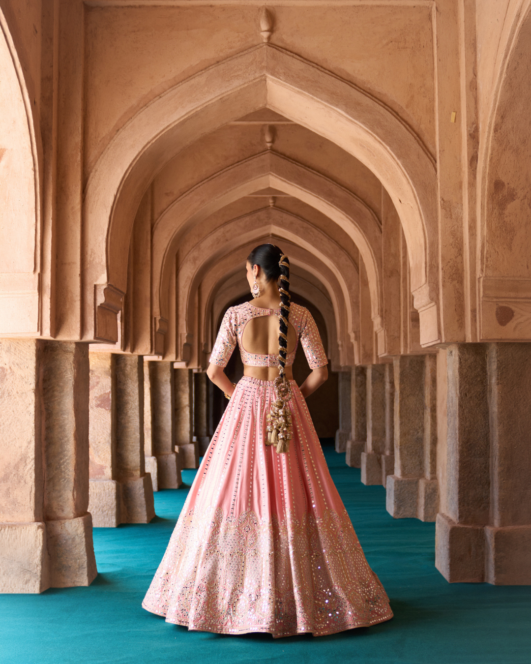 Angad Singh - KESAR — Carrot Pink Raw Silk Lehenga Set From Zariya