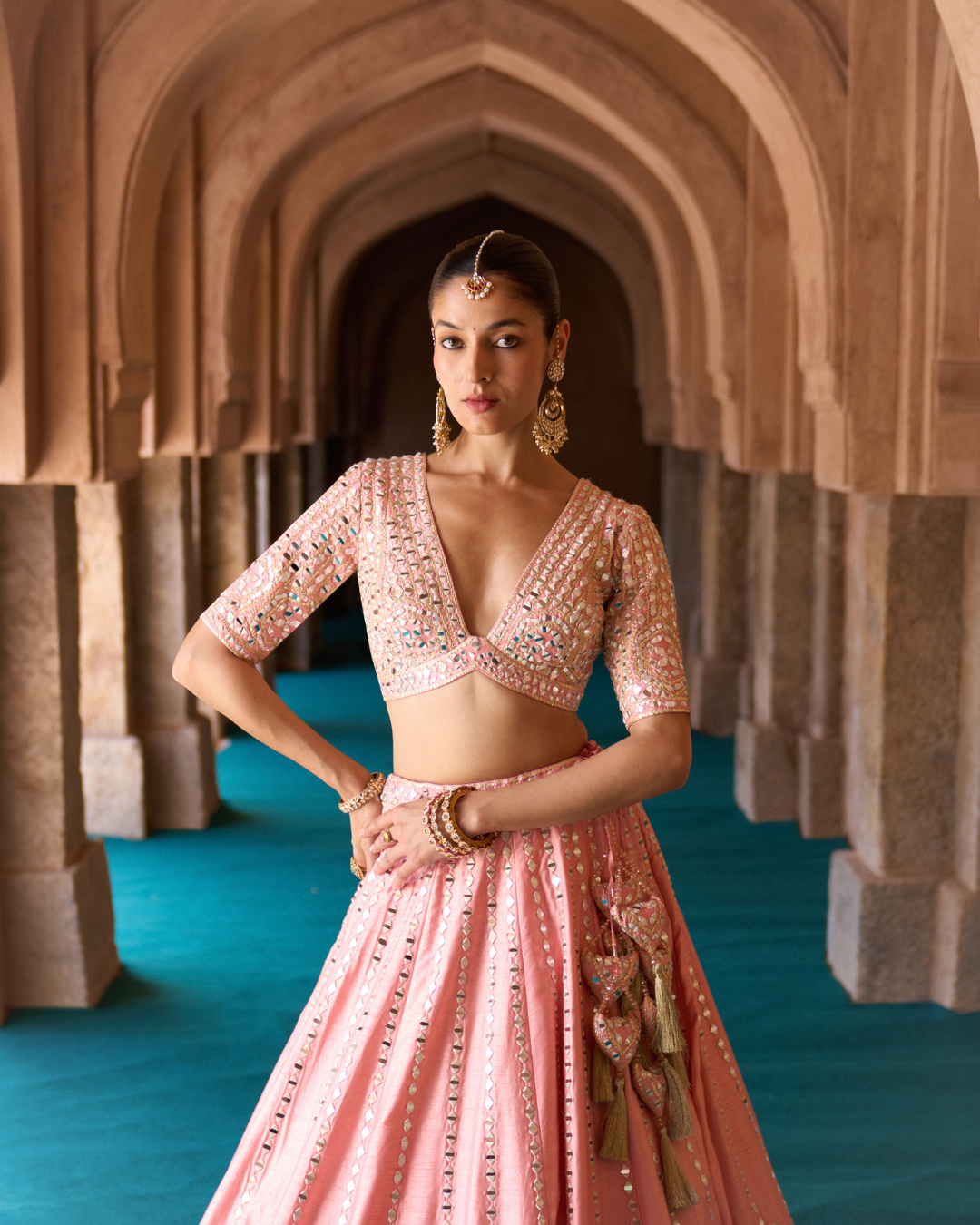 Angad Singh - KESAR — Carrot Pink Raw Silk Lehenga Set From Zariya
