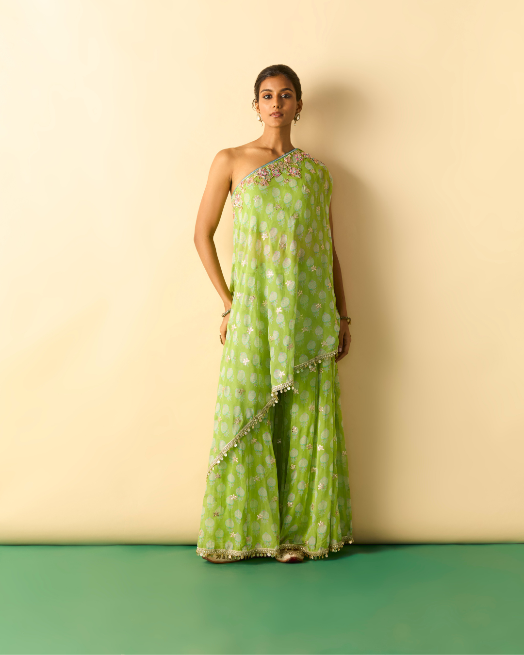 Gopi Vaid - Dia One Shoulder Set From Chaar Bagh
