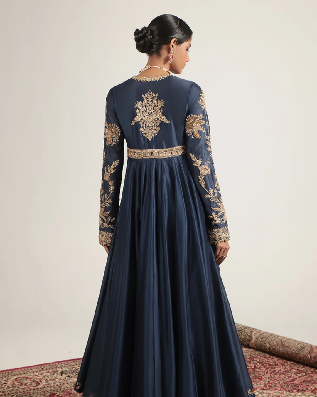 Niti Bothra - Zar-Rang Blue Heavy Yoke Kalidar Set