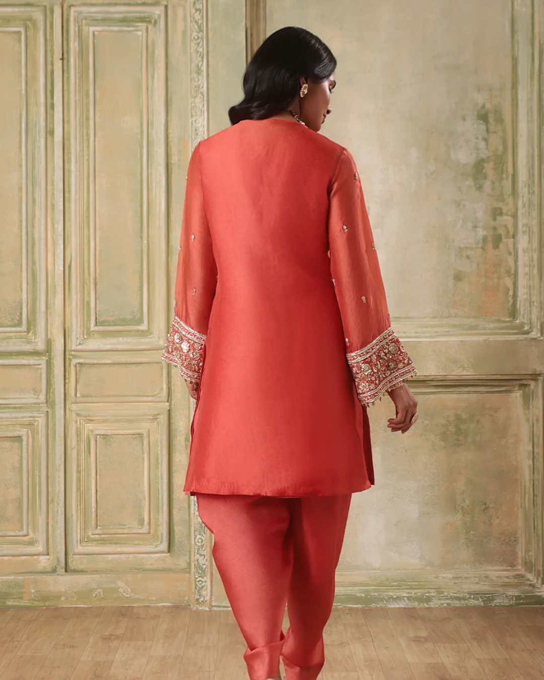 Niti Bothra - Zar-Rang Orange Short Kurta Set