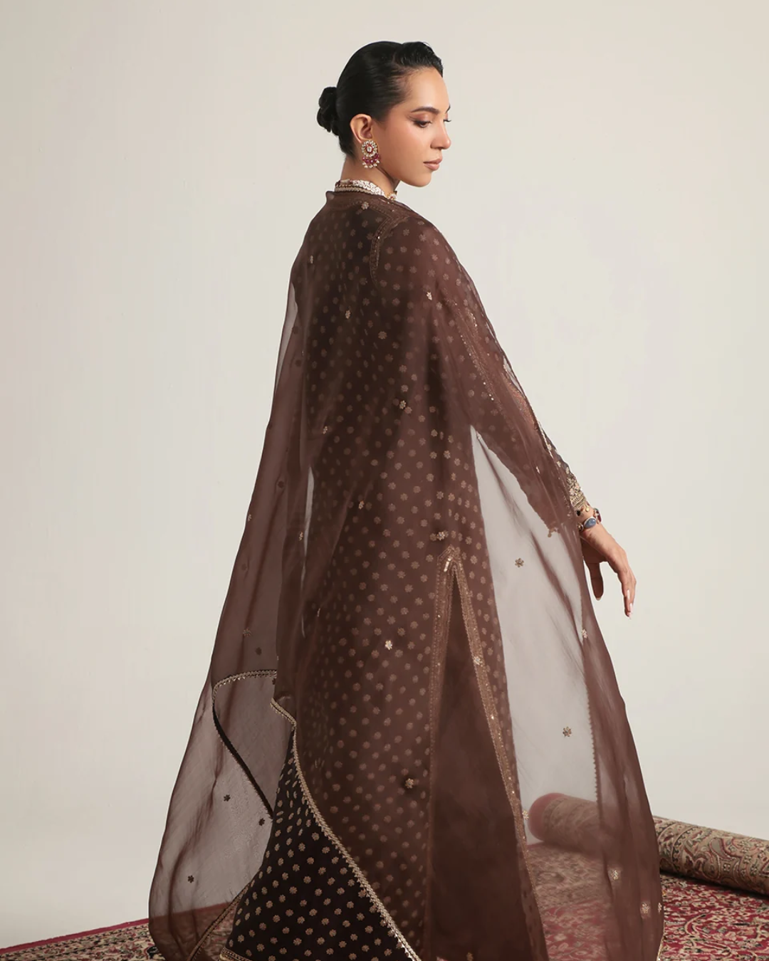 Niti Bothra - Zar-Rang Brown Buti Kurta Set