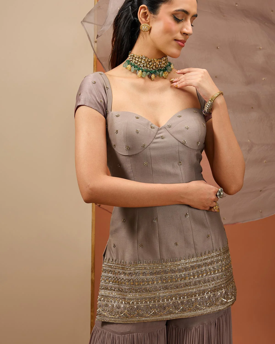 Esha Koul - Brown Kurta Set From Noor