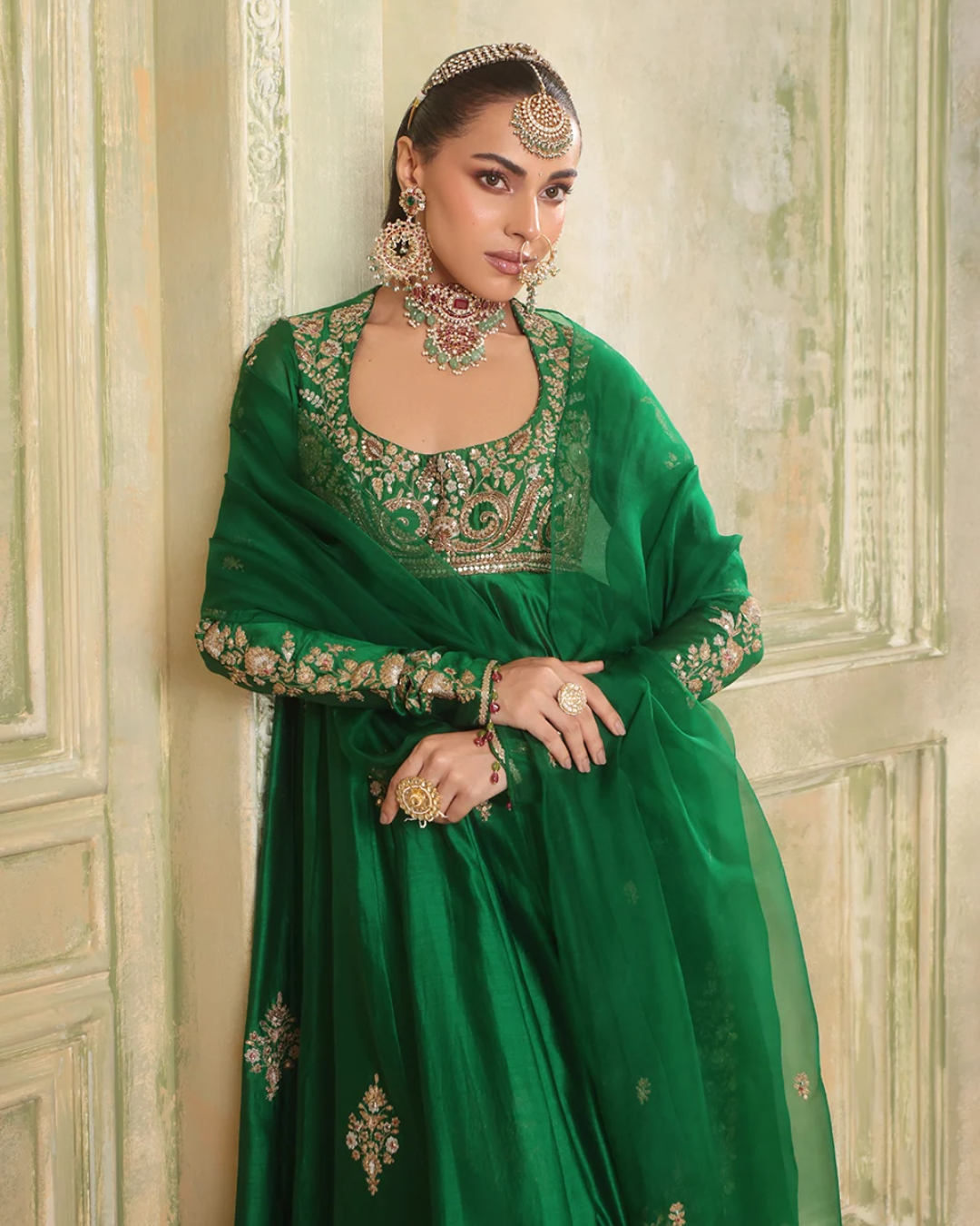 Niti Bothra - Zar-Rang Green Kalidaar Set