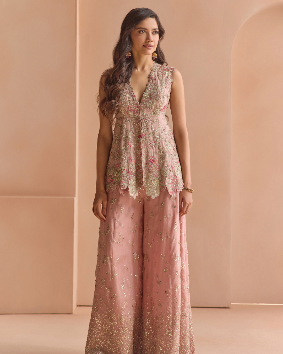 Osaa By Adarsh - Camellia Pink Embroidered Sharara Set From Off The Record