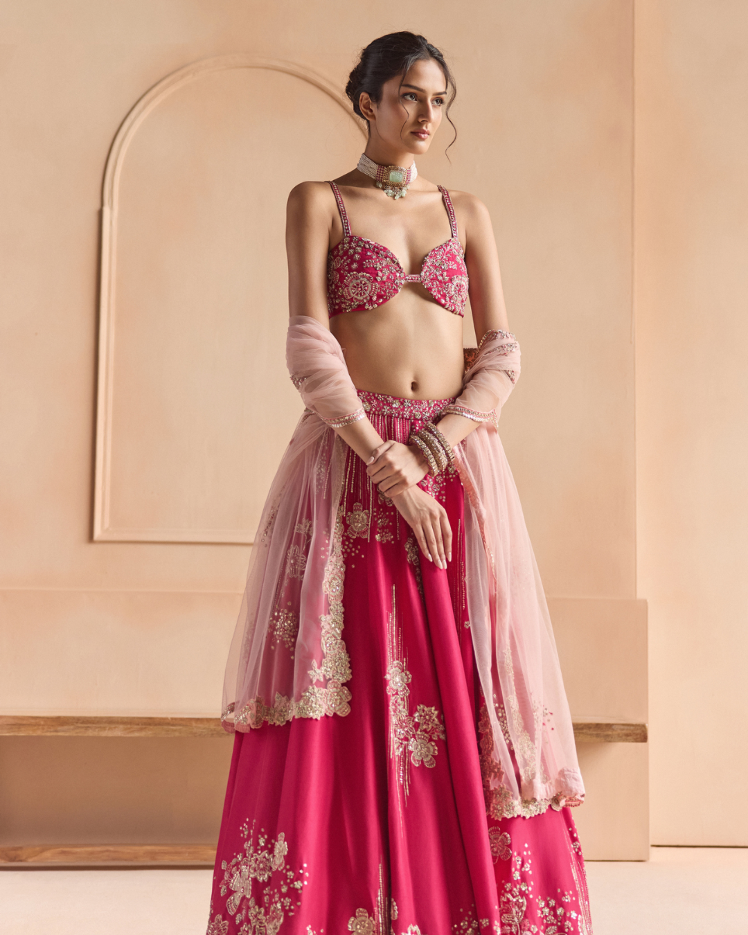 Osaa By Adarsh - Cut Ruby Embroidered Mulberry Lehenga Set From Off The Record